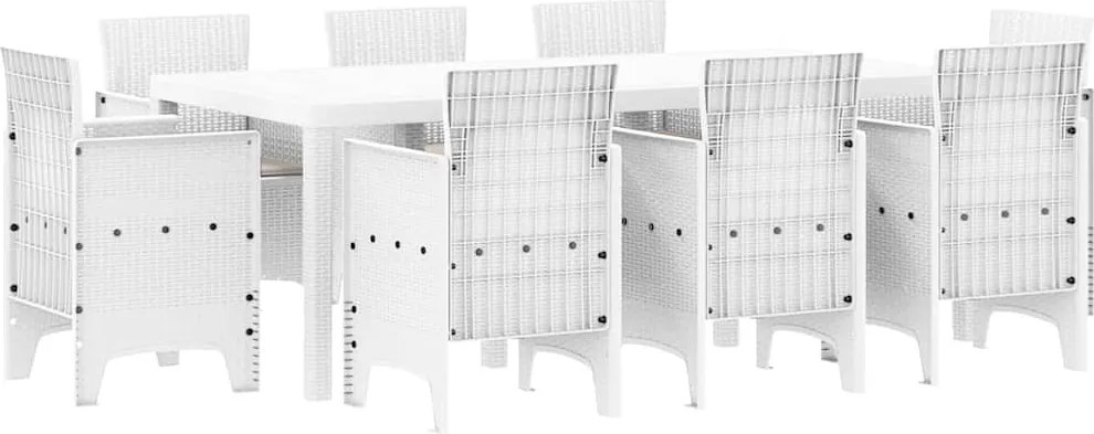 vidaXL Kert étkező szett 9 pcs Fehér Polipropilén