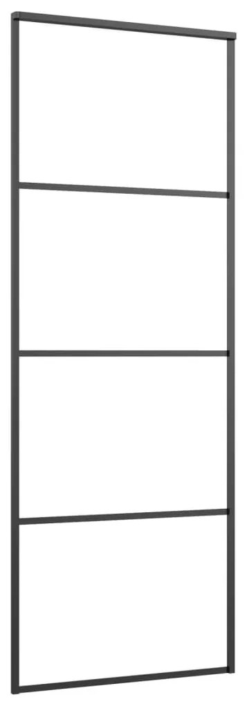 Fekete alumínium és ESG üveg tolóajtó 76 x 205 cm