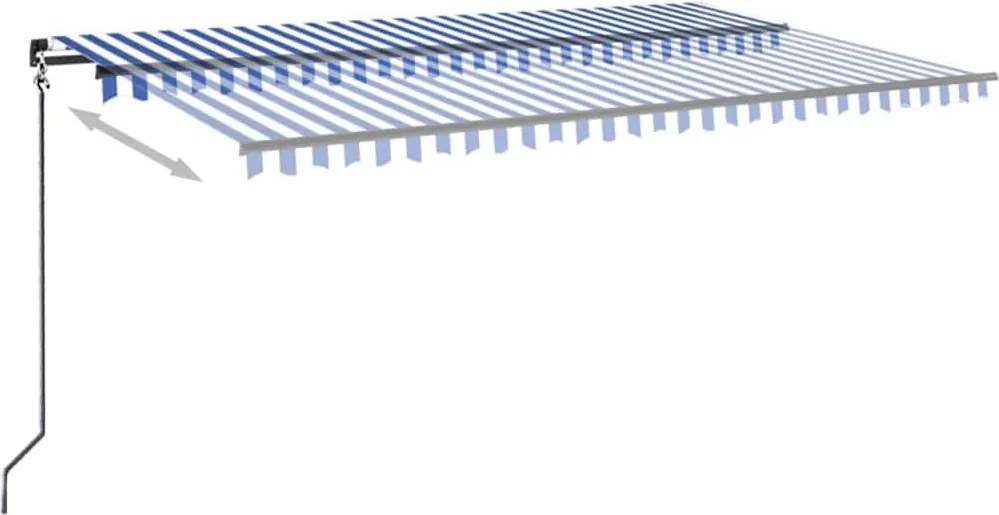 Kék és fehér kézzel kihúzható napellenző 500 x 350 cm