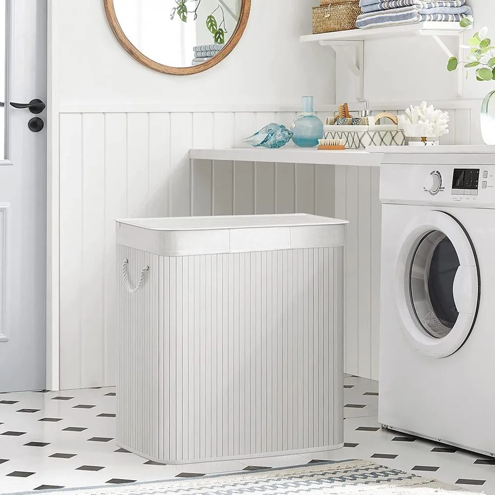 Jurhan DORA bambusz szennyeskosár, 150 l, fehér
