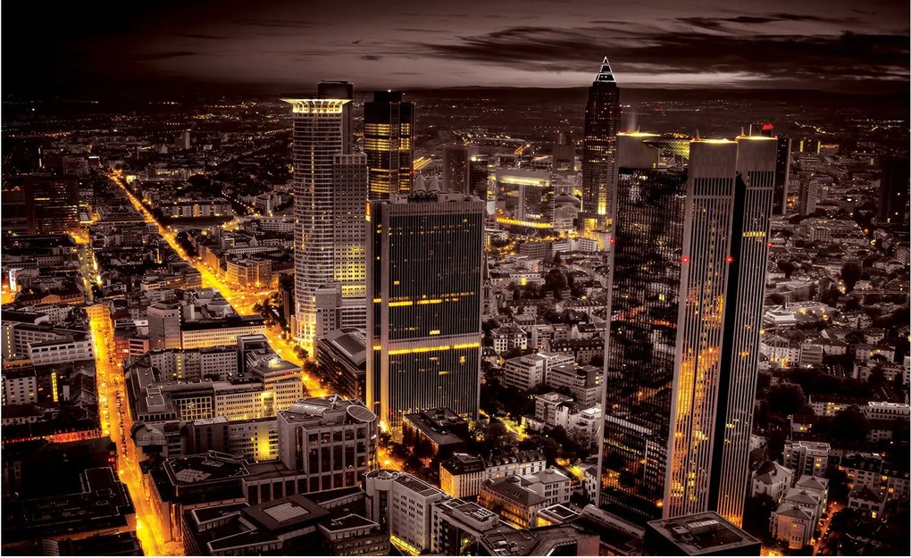 Fotótapéta Flizelin Éjszakai metropolisz Fények felhőkarcolók 300x210 +ragasztó