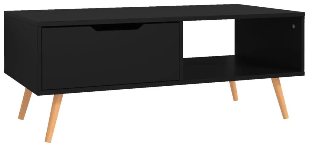 Fekete szerelt fa dohányzóasztal 100 x 49,5 x 43 cm