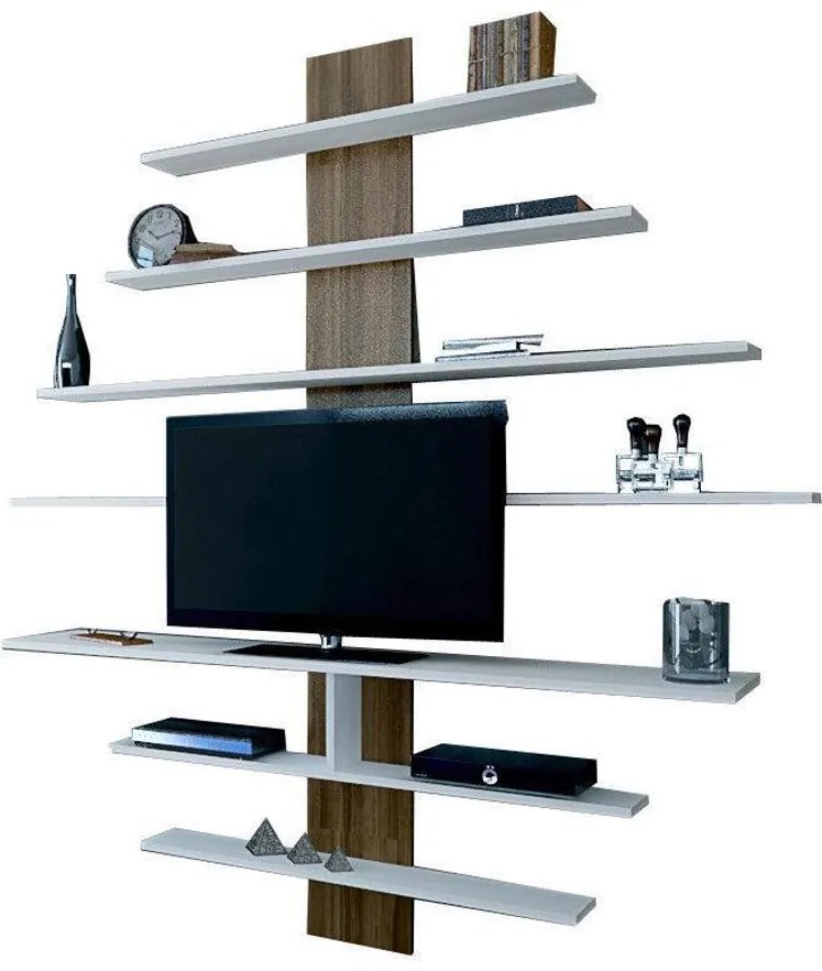 TV szekrény Zebra - White, Walnut