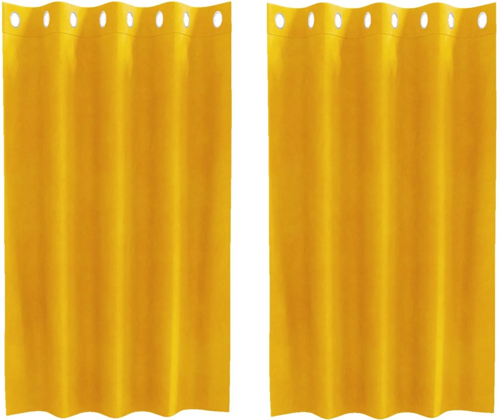 vidaXL Sötétítő függönyök 2 pcs Mustár sárga 140 x 140 cm Bársony