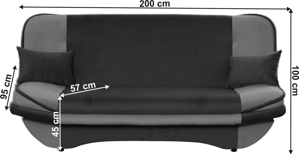 Kinyitható kanapé, világosszürke/sötétszürke, GURU