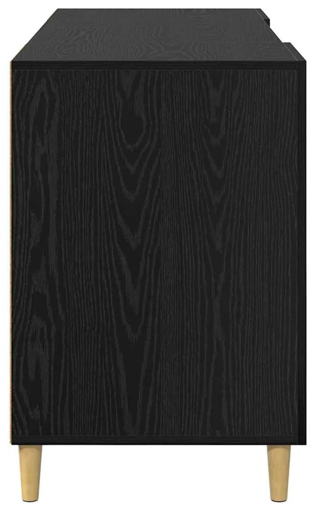 vidaXL Asztal polcokkal ajtóval Fekete tölgy 140 x 50 x 75 cm Faanyag