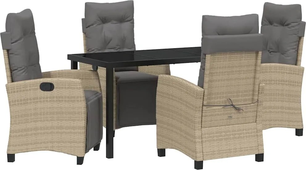 vidaXL Kert étkező szett párnával 5 pcs Bézs polirattan