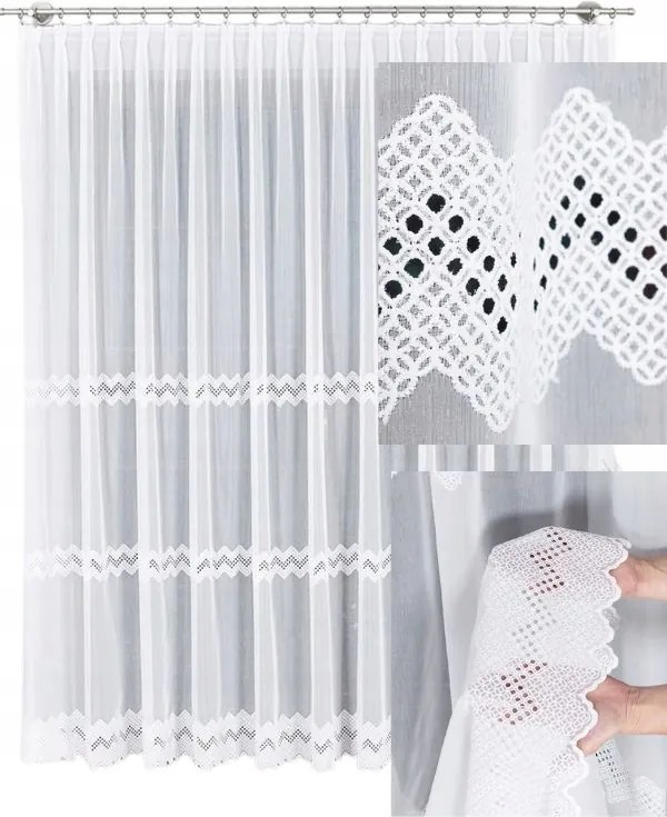 Függöny Béka Szalaggal Függöny Kész Hímzett Nappali Fehér Sz350x260