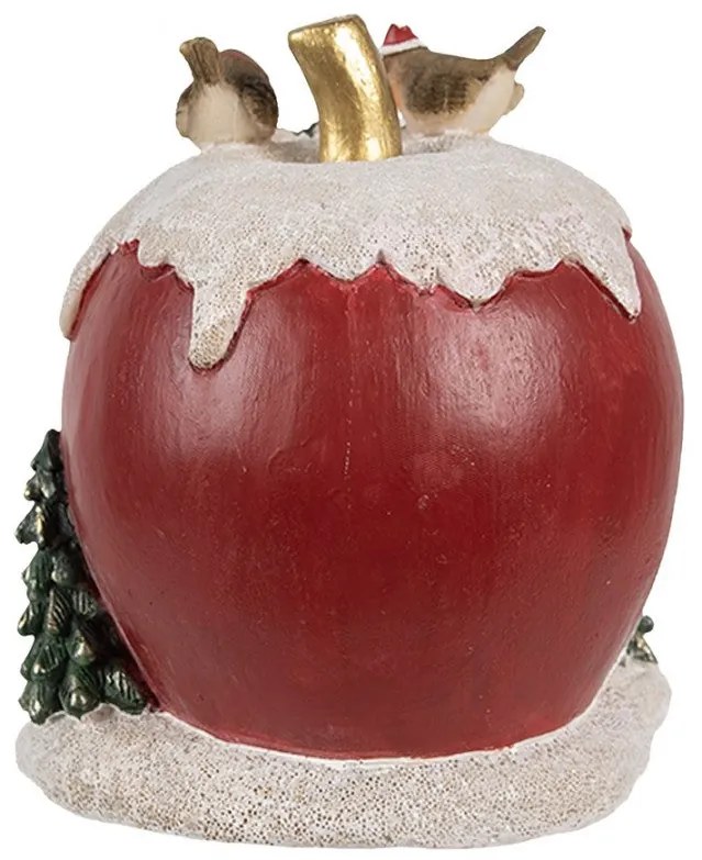 Piros alma házikó madarakkal hóemberrel LED-es