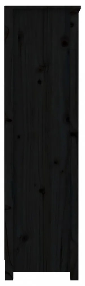 fekete tömör fenyőfa könyvszekrény 80x35x126 cm