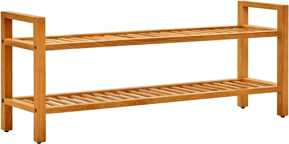 vidaXL tömör tölgyfa cipőtartó 2 polccal 100 x 27 x 40 cm