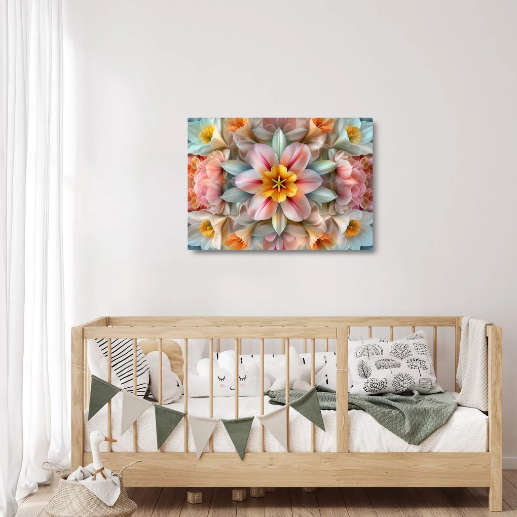 Üveg kép - Kaleidoszkópos virág (70x50 cm)