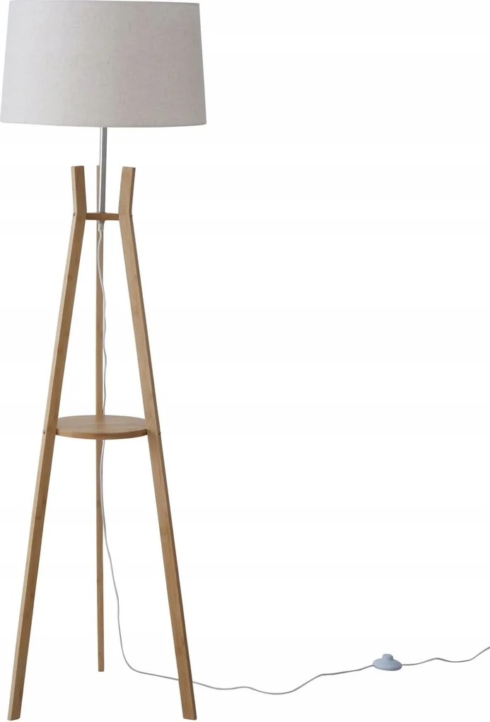 Álló Lámpa Aval Krémfehér Bambusz Lámpabúra Lenvászon 153 CM Nappaliba