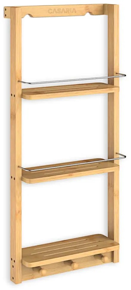 BAMBOO fürdőszobai függő polc, 28,5x10x70cm, 3 polc, barna Casaria