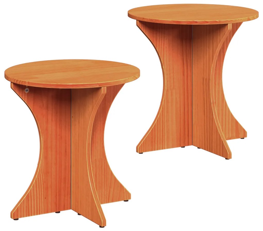 Dohányzóasztal 2 pcs Viaszbarna 46 x 46 x 47 cm Tömör fenyőfa