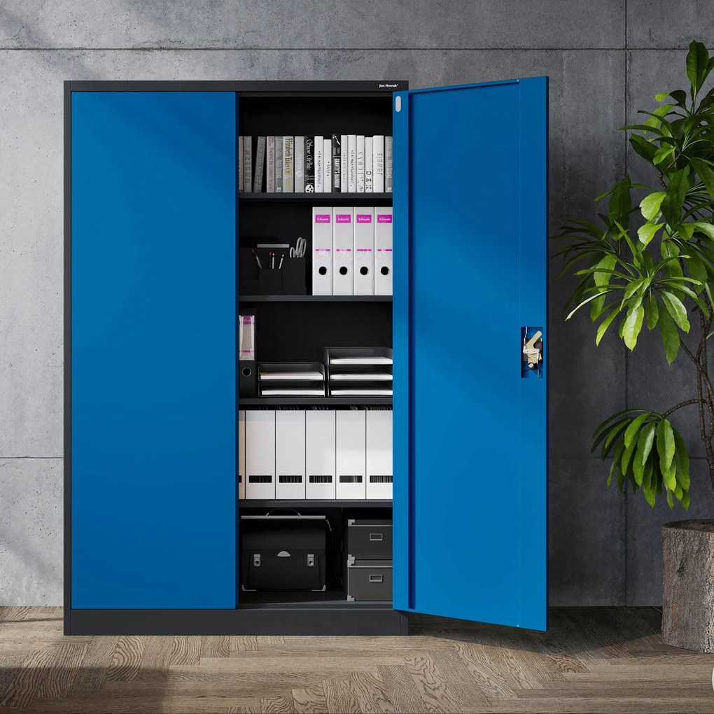 Fém iratszekrény JAN II, 1150 x 1850 x 400 mm, antracit-kék