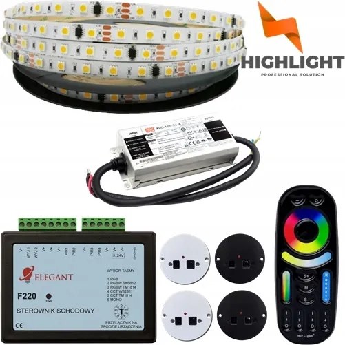 Lépcső szett F220 Félemelet Led szalag Digitális Mono 50/50 lépcsőzetes hatás