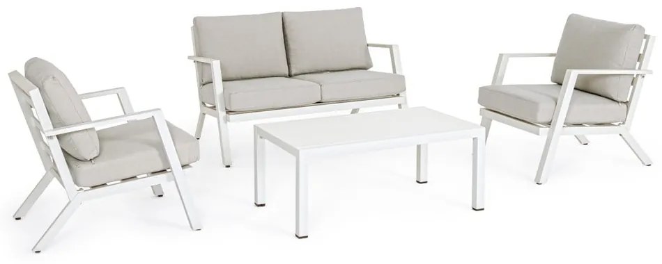 Fehér alumínium négyszemélyes kerti lounge szett Harley – Bizzotto