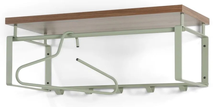 Barna-szürkészöld fém fali fogas polccal 70 cm Rex – Spinder Design