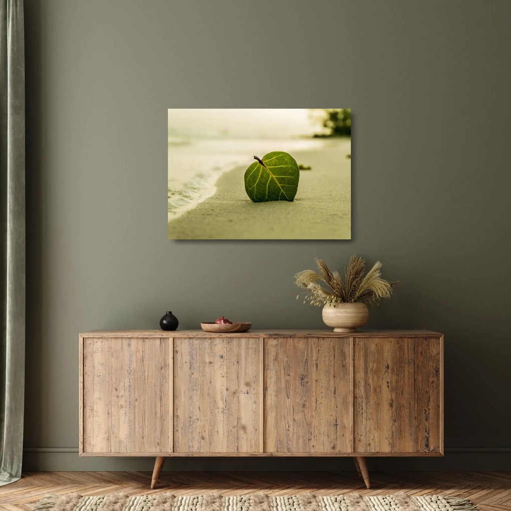 Kép egy levél a homokban (üvegen) (70x50 cm)