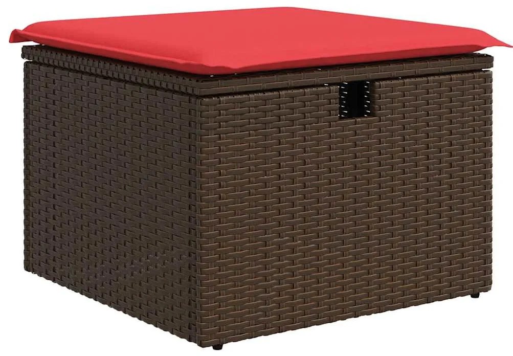 vidaXL 7 részes barna polyrattan akácfa kerti ülőgarnitúra párnákkal