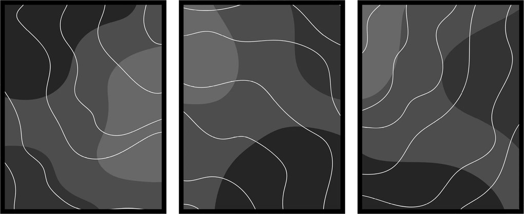 Triptichon poszter absztrakt vonalak minták 3db 30x40cm képek a nappaliba