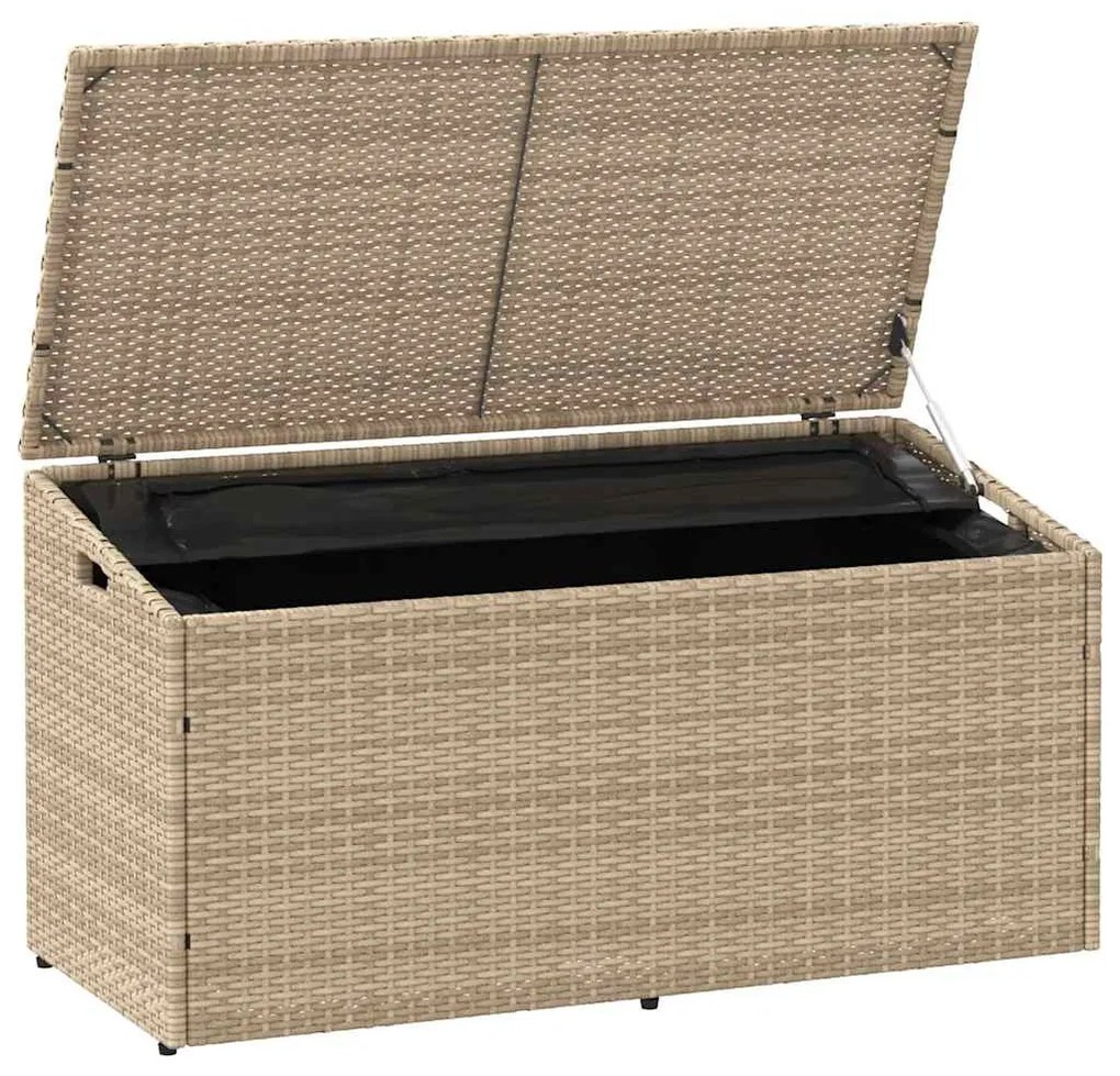 bézs polyrattan kerti tárolóláda 110x50x58 cm