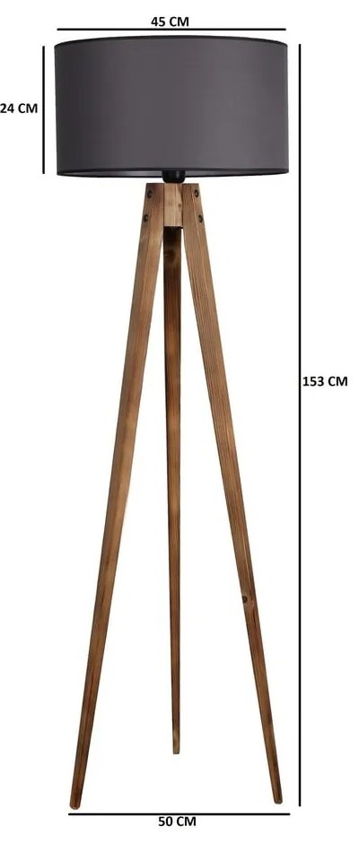 Sötétszürke-natúr színű állólámpa textil búrával (magasság 153 cm) Tripod – Opviq lights