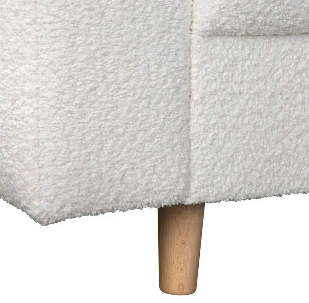 Fehér buklé sarokkanapé (jobb oldali) Ariella – Ropez