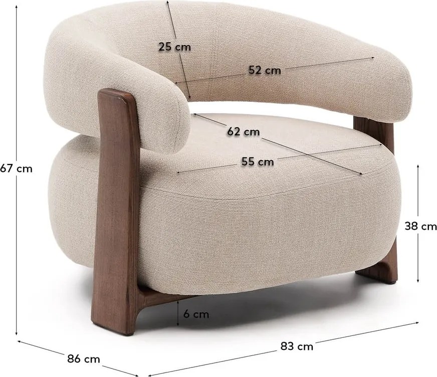 Bézs zsenília fotel Granite – Kave Home