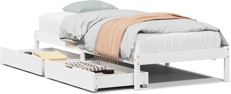 vidaXL fehér tömör fenyőfa ágy matrac nélkül 100 x 200 cm
