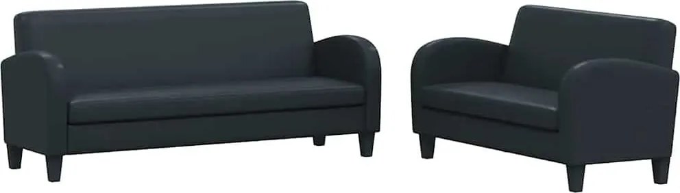 vidaXL 2 részes fekete műbőr ülőgarnitúra