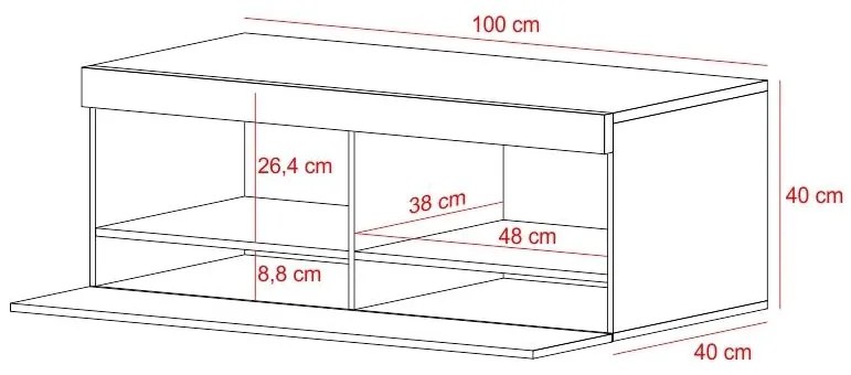 Tv szekrény/asztal Violett 100 (világítással) (lancester tölgy + fekete). 1098640