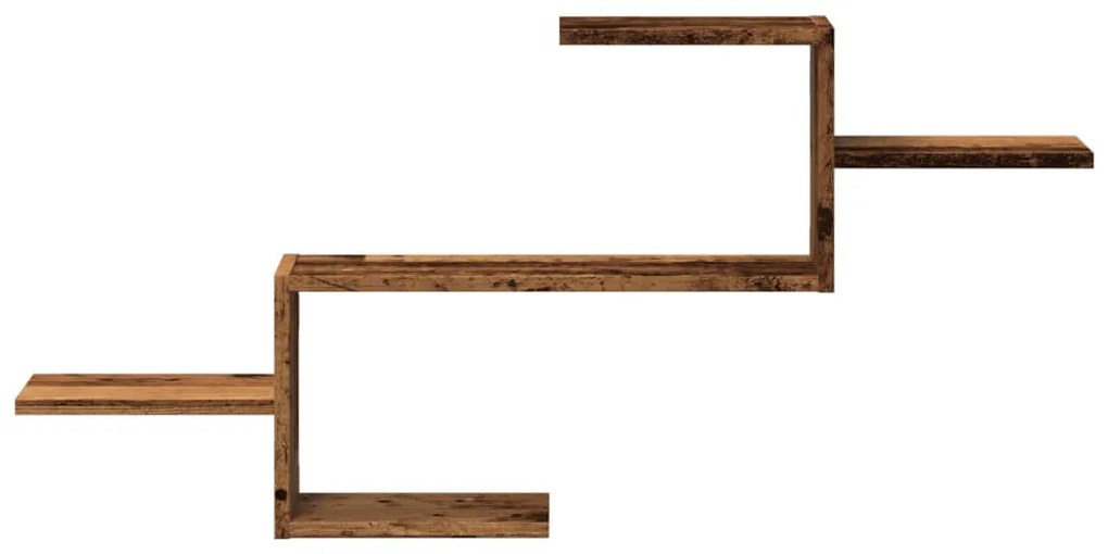 antik fa színű szerelt fa fali polc 104 x 15 x 49 cm