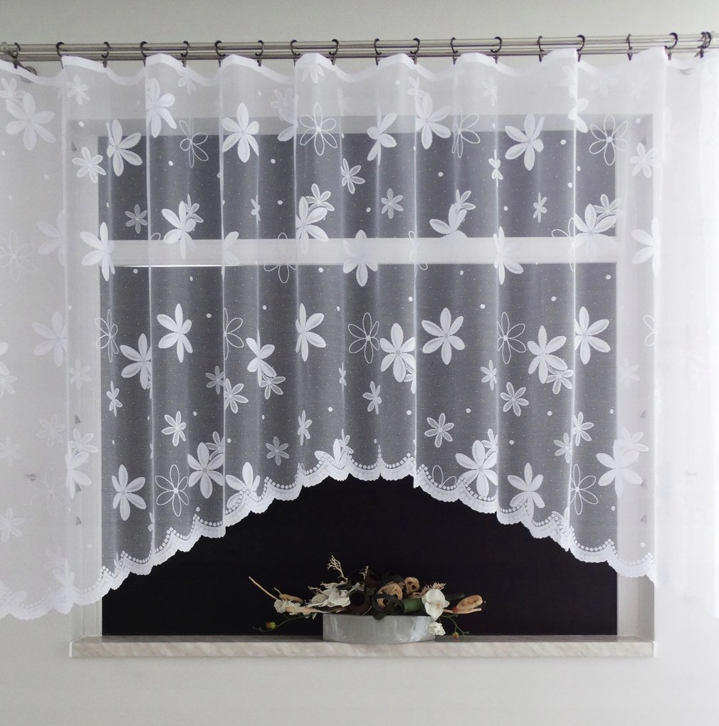 Mg Függöny 14436 Fehér Ív 350X150 kész szalaggal