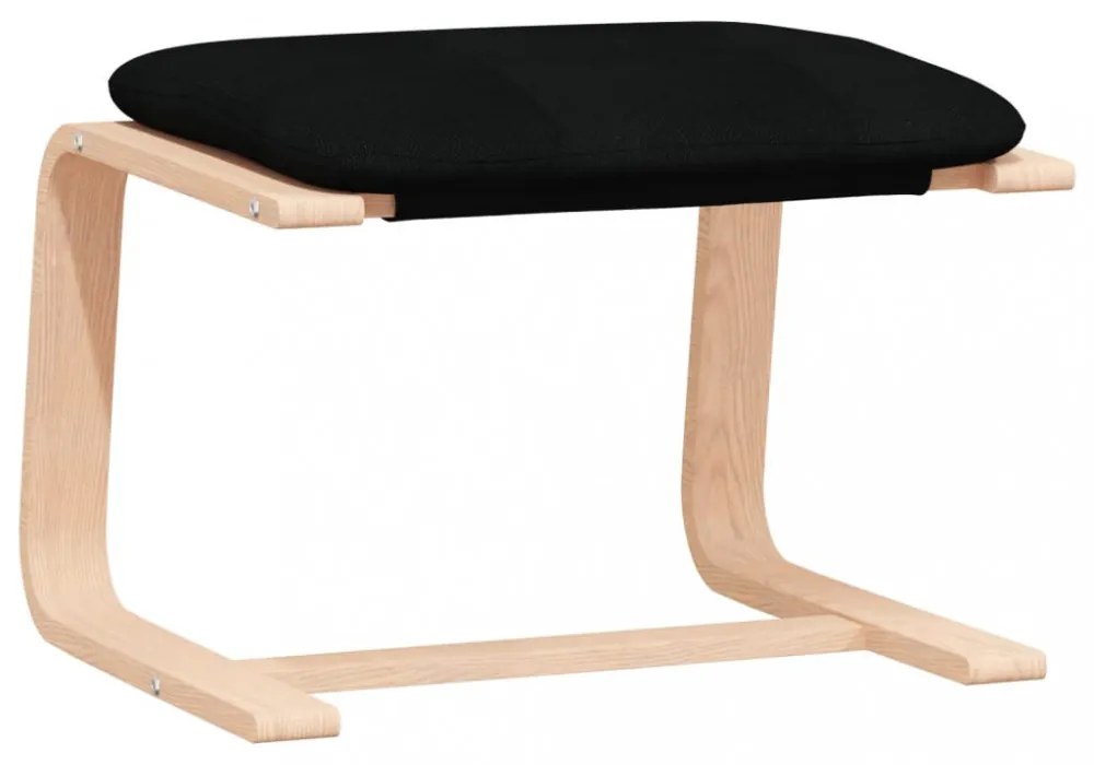 fekete szövet pihenőfotel lábtartóval