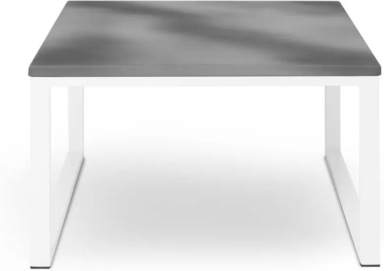 Nicea szürke kültéri asztal beton díszítéssel, fehér kerettel, hossz 70 cm - Calme Jardin