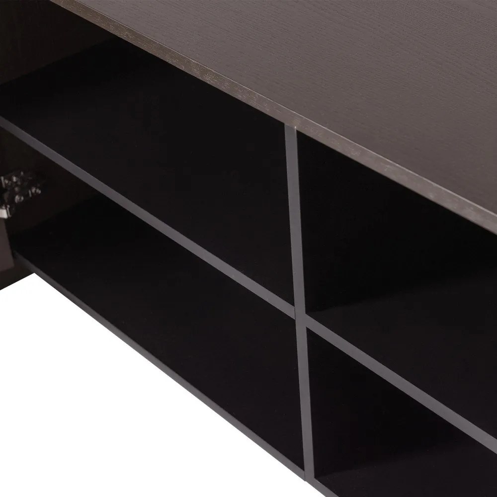 Sötétbarna TV-állvány kőrisfa dekorral 200x53x44 cm Brock – WOOOD