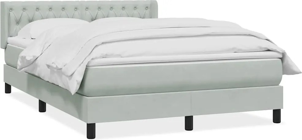 vidaXL világosszürke bársony rugós ágy matraccal 160x210 cm