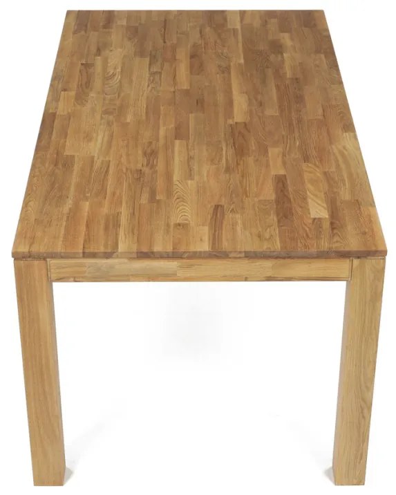 Étkezőasztal 160x90x75, tömör fehér tölgy, olajos felületkezelés, 8x8 cm-es lábak