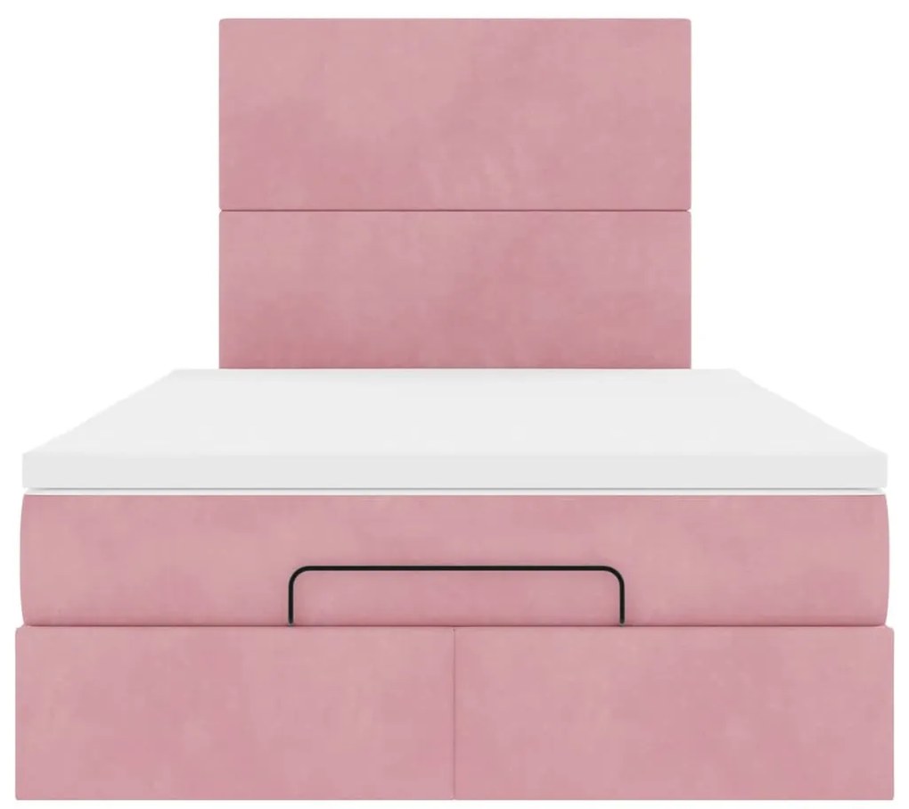 Ottomán ágykeret matracokkal rózsaszín 120x190cm bársony