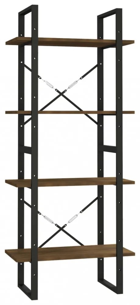 4 szintes barna tölgyszínű szerelt fa könyvszekrény 60x30x140cm