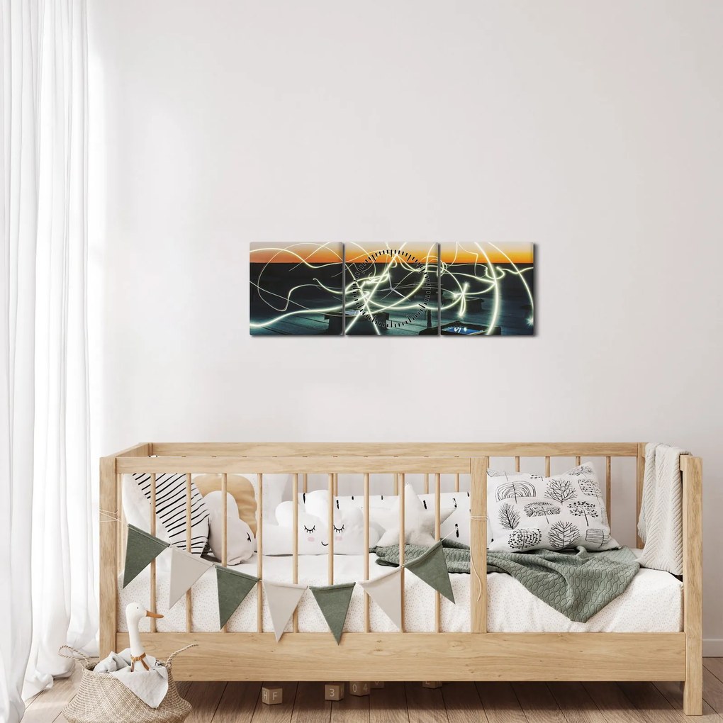 Kép - kilátás az égre a tetőről (órával) (90x30 cm)