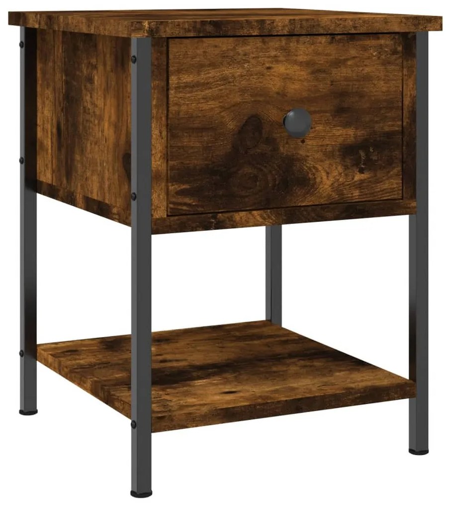 Füstös tölgy színű szerelt fa éjjeliszekrény 34 x 35,5 x 45 cm