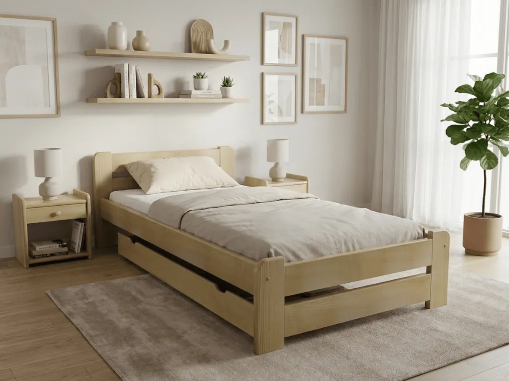 Laura ágy 80x200, fenyőfa Ágyrács: Lamellás ágyrács, Matrac: Deluxe 10 cm matrac