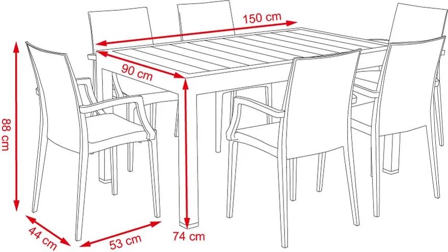 Avenberg SAONA 7-részes kerti bútor szett - Fekete