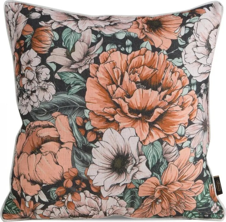 Párnahuzat 45x45 Len narancssárga púder virágos