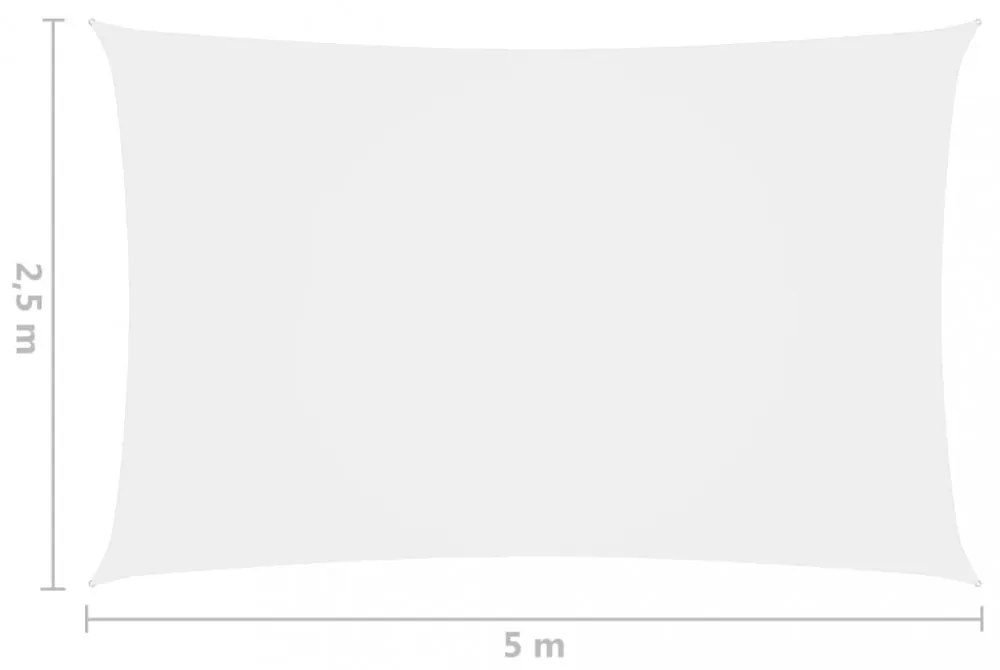 fehér téglalap alakú oxford-szövet napvitorla 2,5 x 5 m
