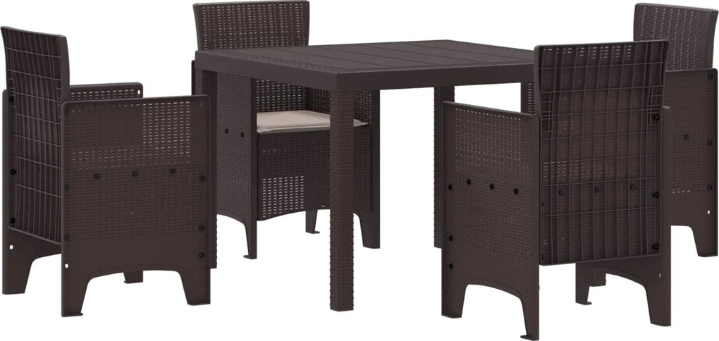 vidaXL Kert étkező szett 5 pcs Barna Polipropilén
