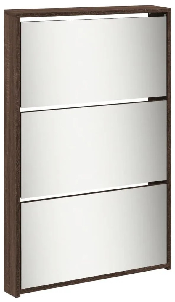 barna tölgy 5 szintes cipőszekrény tükörrel 63 x 17 x 169,5 cm